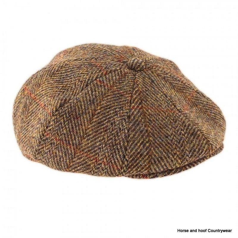 Heather Hats Arran Harris Tweed Flat 8pc Cap - Olive/Gold 6 Heather Hats Arran Harris Tweed Flat 8pc Cap - Olive/Gold - Image 4