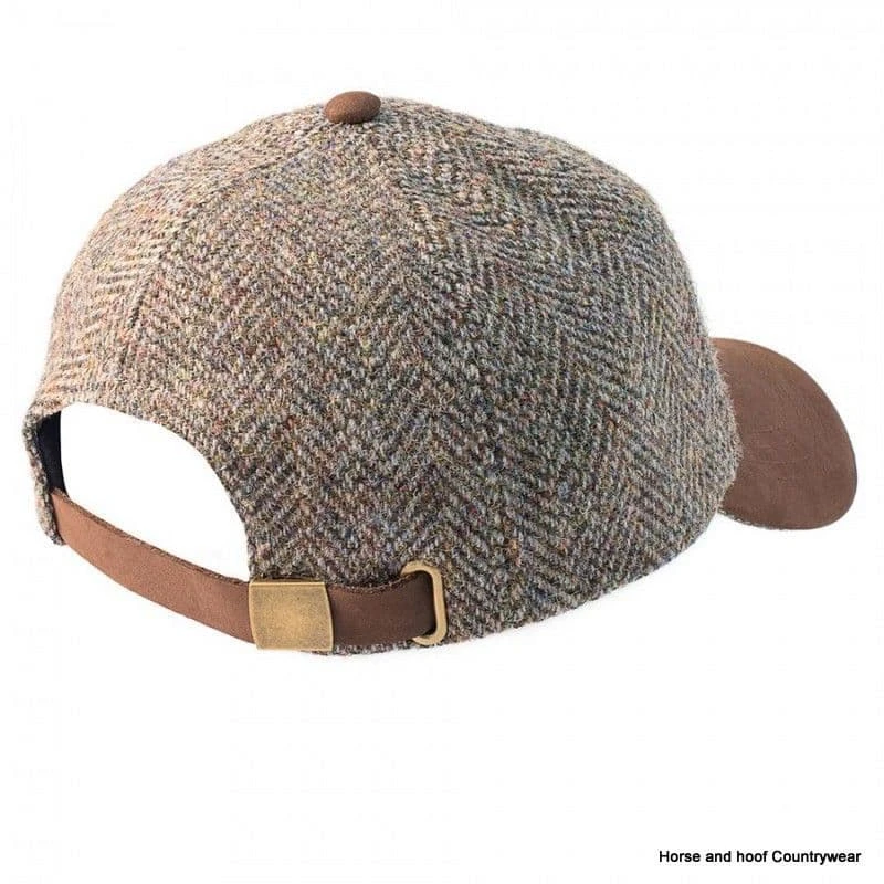 Heather Hats Glencairn Harris Tweed Leather Peak Baseball Cap - Green 5 Heather Hats Glencairn Harris Tweed Leather Peak Baseball Cap - Green - Image 3