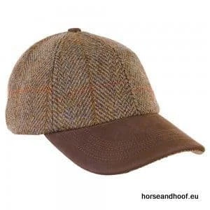Heather Hats Glencairn Harris Tweed Leather Peak Baseball Cap - Olive/Gold 3 Heather Hats Glencairn Harris Tweed Leather Peak Baseball Cap - Olive/Gold