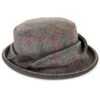 Heather Hats Oxshott Ladies Tweed Twist Hat - Forest Green/Wine Check