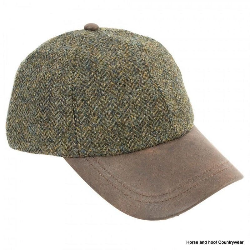 Heather Hats Tyndrum Tweed Leather Peak Baseball Cap - Green HB 7 Heather Hats Tyndrum Tweed Leather Peak Baseball Cap - Green HB - Image 5