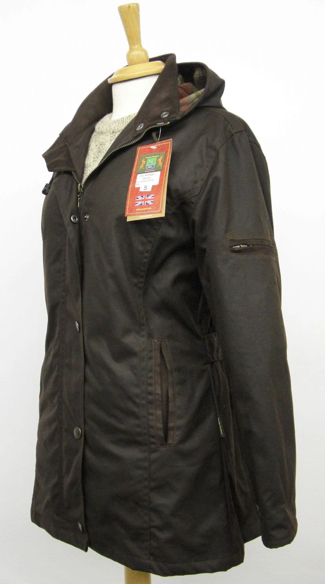 Hunter Outdoor Heritage Deluxe Ladies Fitted Wax Cotton Jacket - Antique Brown 4 Hunter Outdoor Heritage Deluxe Ladies Fitted Wax Cotton Jacket - Antique Brown - Image 2