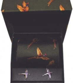 Soprano Country Green Flying Pheasant Country Printed Silk Tie And Cufflink Gift Box Set -Outdoor Clothing Store soprano country green flying pheasant country printed silk tie and cufflink gift box set 3 20547 p