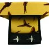Soprano Gold Flying Pheasant Country Printed Silk Tie And Cufflink Gift Box Set