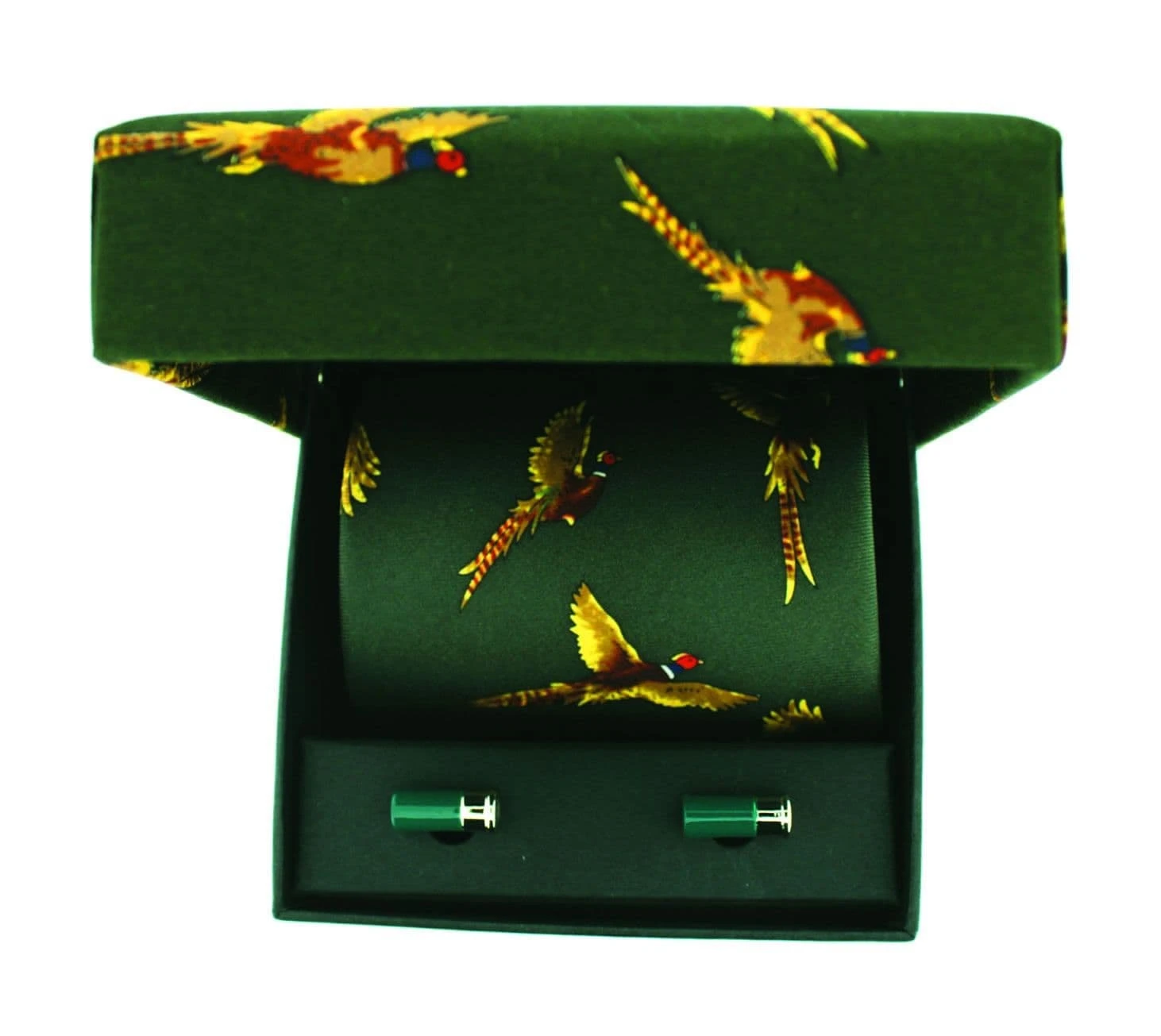 Soprano Green Flying Pheasant Country Printed Silk Tie And Cufflink Gift Box Set 5 Soprano Green Flying Pheasant Country Printed Silk Tie And Cufflink Gift Box Set - Image 3