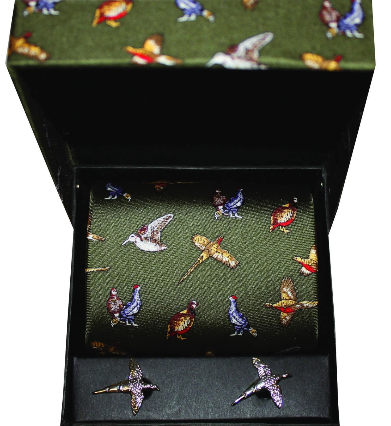 Soprano Olive Game Birds Country Printed Silk Tie And Cufflink Gift Box Set 6 Soprano Olive Game Birds Country Printed Silk Tie And Cufflink Gift Box Set - Image 4